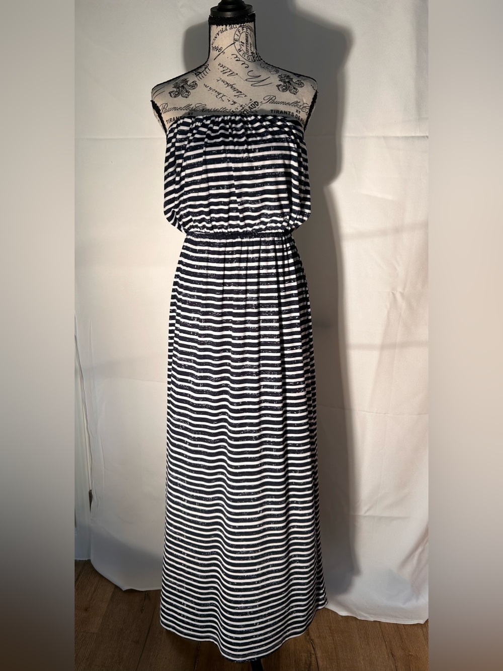 Strapless Trixxi Black and White Striped Maxi Dress
